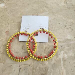 Red and Yellow Fashion Hoop Earrings